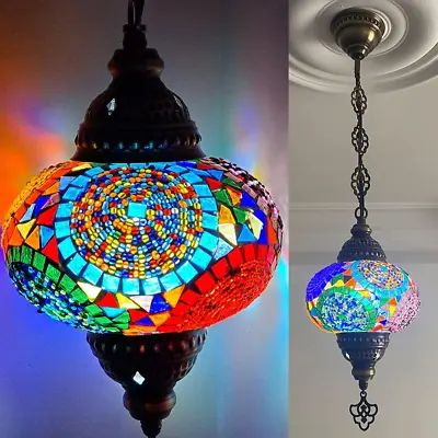 Turkish Moroccan Hanging Ceiling Mosaic Lamp Light Pendant Chandelier Multicolor • $80.99