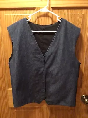 Amish Mennonite Men's Handmade Blue Denim Vest C45 EUC Plain Clothing Holmes Co • $19.99