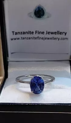 2ct Tanzanite Solitiare AAA Certified Gold Silver Platinum Ring • £145