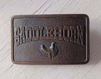 Vintage Brass Rectangular Saddlehorn Belt Buckle Cowboy Country Western • $7.99