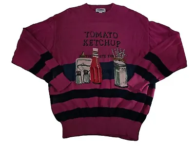 1990s Vintage ICEBERG HISTORY Sweater Tomato Ketchup Size L Italy 90s Pink • $210