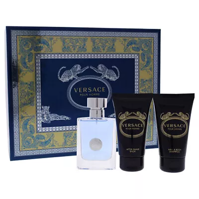 Versace Pour Homme Gift Set With Eau De Toilette Spray Hair And Body Shampoo • $53.13