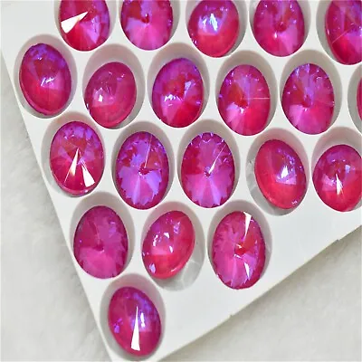 Moka Hot Pink AB Glass Pintback Fancy Stones Drop Round Home Party Decoration • $8.91