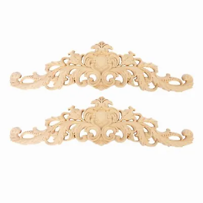 $9.92 • Buy 2Pcs Wood Decorative Long Carved Onlay Applique Furniture Corners Ornament Home 