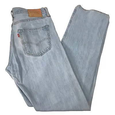 Levis 501 Jeans W37 L35.5 Straight Blue Light Wash Red Tab Denim Vintage • £29.99