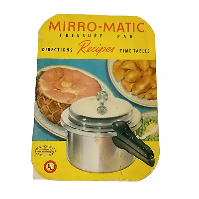 Mirro-Matic Pressure Pan Recipes Book Pamphlet Paper Directions Time Tables • $10