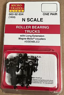 Micro-Trains N Scale 003 02 034 (1032) Roller Bearing Trucks W/ Long Ext. Couple • $8.79