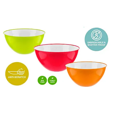 Large Plastic Salad Bowl 25cm Round Mixing Serving Baking Bowl Hard Plastic New • £5.19