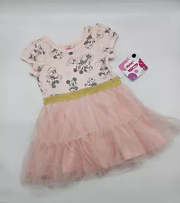 Disney Minnie Mouse Pink With Gold Trim Tutu Dress Girls Size 2T • $13