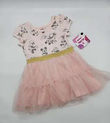 Disney Minnie Mouse Pink With Gold Trim Tutu Dress Girls Size 3T • $13