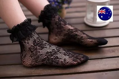 Women Girls Ankle Fancy Retro Lace Ruffle Frilly Princess School Short Socks • $7.50