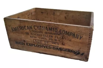 Old DYNAMITE EXPLOSIVES Box X American Cyanamid Co ROCKEFELLER New York NY Crate • $78