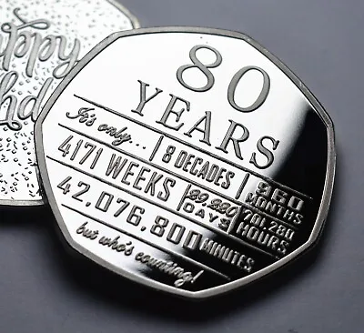 80th Birthday Silver Commemorative. Gift/Present. 80 Years Grandma/Granddad/Dad • £7.99