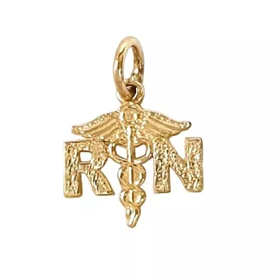 14k Yellow Gold Small RN (Registered Nurse) Charm / Pendant Made In USA • $47.99