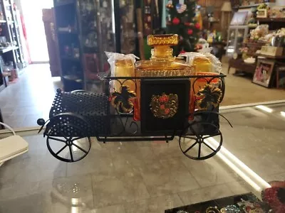 Vintage Metal Car Decanter Bar Barware W/Bottle & 4 Shot Glasses  NEW Old Stock • $80