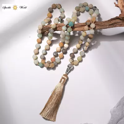 Beautiful Matte Amazonite Stone Islamic Prayer Tasbeeh 99 Beads Tasbih Misbaha • £28.95