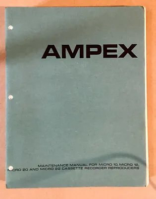 Ampex Micro 10 12 20 22 Cassette Player Service Manual *Original* • $19.97