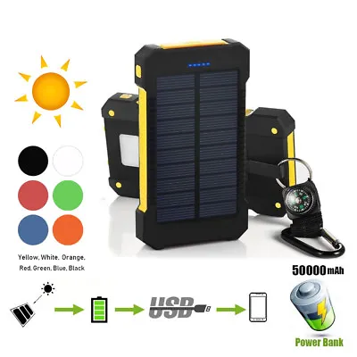 $20.99 • Buy 50000mah Dual USB Solar Power Bank Portable External Battery Phone Charger AU