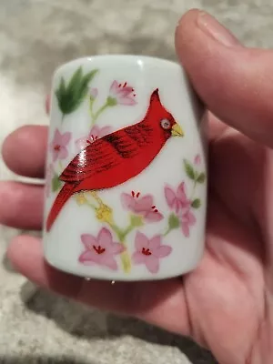 Vtg Mini Ceramic Taper Candle Holder With Cardinal Japan • $10