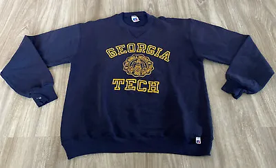 Vintage 70s USA Made Russell Georgia Tech Sweatshirt Sz Medium • $37.99