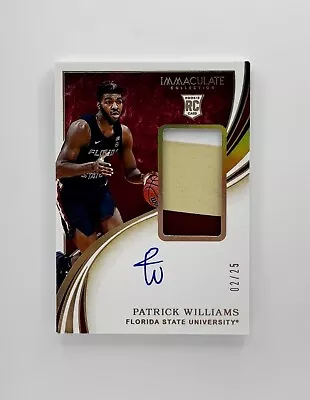 2020 Panini Immaculate Patrick Williams Gold Rookie Patch Auto #31. #’d /25 RC. • $14.99