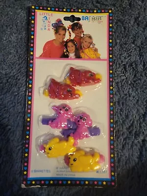 VINTAGE  Lot 6 Barrettes 1980’s LITTLE LINDA  Dogs Yellow Pink Red  ** • $3.99