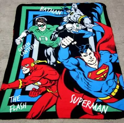 DC Comics Justice League Fleece Throw Rug Blanket Superman Batman Lantern Flash • $12.99