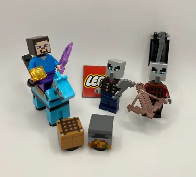 Lego Minecraft Minifigure Lot - Steve On Diamond Horse Vs. Raiders  - Brand New! • $41.95
