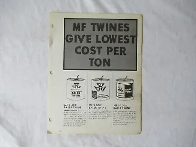 1967 Massey-Ferguson MF Baler Twine Specification Sheet Brochure • $6.99