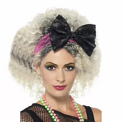 Black Pink 80's Headband Lace 1980's Pop Star Madonna Costume Fancy Dress Retro • $17.09