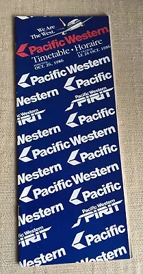 Pacific Western Airlines Oct 1986 Flight Schedule Timetable • $8.87