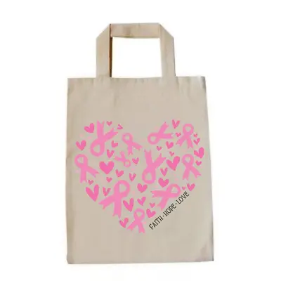 Breast Cancer Awareness Pink Ribbon Small Tote Bag • £3.99