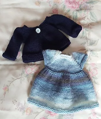 Hand Knitted Dress And Cardigan For 12  Cabbage Patch Baby/Baby Doll • £6