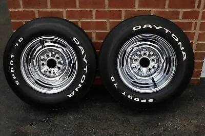 Vintage 14x6 Chrome Reverse Wheels 5x4.75 Bc Nos Dayton E70-14 Tires Gm Chevy • $800