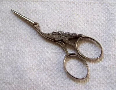 Vtg/Antique CLAUSS 33 USA 353-1/2 Silver-tone Stork Embroidery Sewing Scissors • $29.99