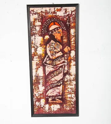 Mid Century Modern Tapestry Soldier Wall Art Tie Dye Batik Fabrik Original Art M • $224.98