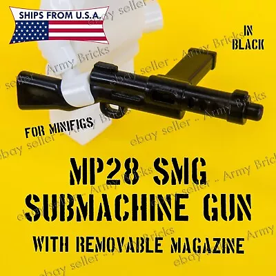 MP 28 SMG W/ Removable Side Mag For Minifigs • CUSTOM TOY Bricks Gun •Black • $2.25