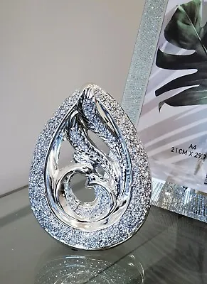 £14.99 • Buy Crushed Silver Like Double Teardrop Ornament Sparkle Diamond Beautiful Centerpie