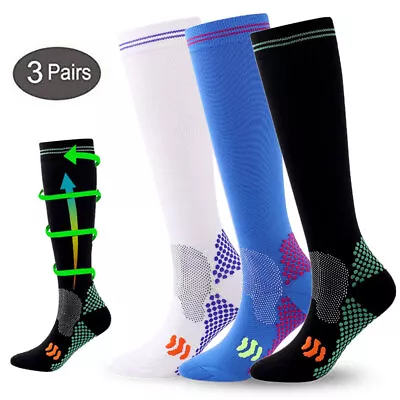 3X Compression Socks 20-30mmHg Miracle Calf Leg Sport Support Men Women SM/LXL • $19.98