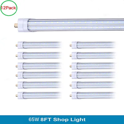 12Pack 8FT Led Shop Light Bulbs 8 Foot Led Tube Light 65W T8 T12 Single Pin FA8 • $158.09