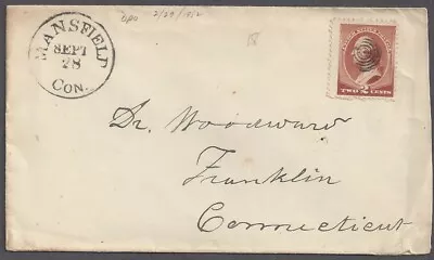 MANSFIELD CT ~ SEPT 28 CDS & TARGET CANCEL ON 2c STAMP C. 1870-1880s • $14.99