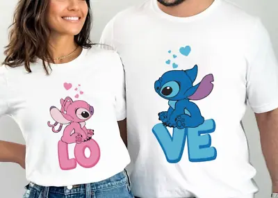 Stitch And Angel Shirt Valentine Day Shirt Lilo And Stitch Matching Couples Sh • $23.99