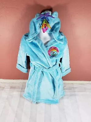 Girls My Little Pony The Movie Aqua Blue Rainbow Dash Soft Plush Robe Bath 2T 3T • $7.88