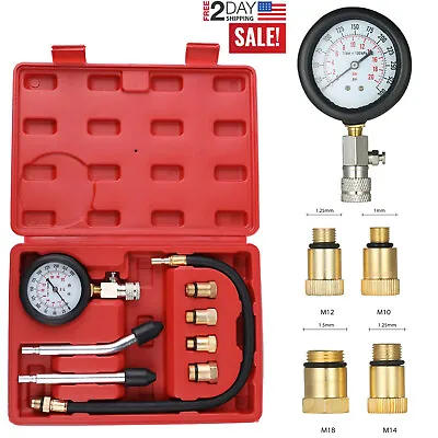 Cylinder Compression Tester Gas Petrol Engine Gauge Tool Kit For Car Motorcycle • $19.79