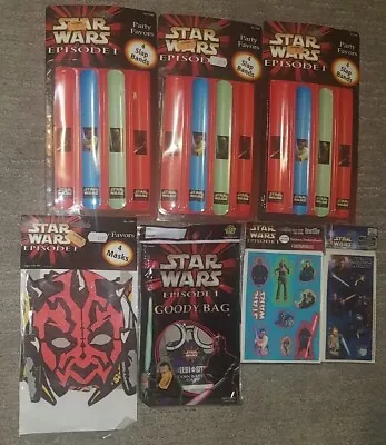 Lot Of 7 Star Wars Episode 1 Party Favors 3 Slap Bands Goody Bag Masks Stickers • £19.27