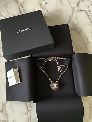 New Authentic Chanel 22K Tweed Heart Long Necklace Fashion Accessory Jewellery • £871.54