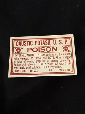 Medicine Bottle Label Original Vintage Poison Quack Pharmacy • $1.99