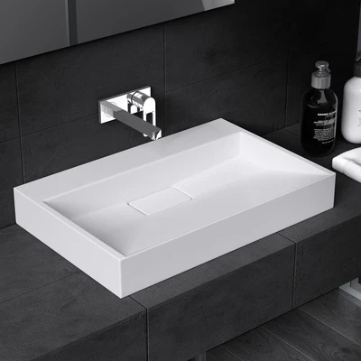 Modern Bathroom Wash Basin Sink Stone Resin Countertop Wall Hung Full Size Range • £76.85