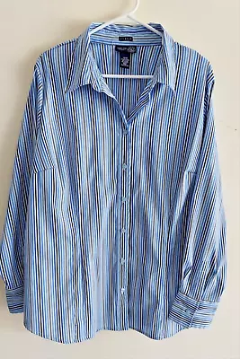 VENEZIA Womens 18/20 Button-down Blouse Multi-color Thin Stripes On White • $9.49