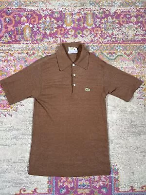 Vintage Lacoste Polo Shirt Mens Medium Brown Alligator 80s FREE SHIPPING!!! • $29.99